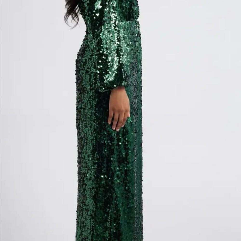 Wayf Sparkling Emerald Long Sleeve Dress - Picture 3 of 5